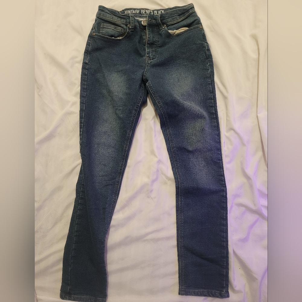 Vintage Rene's Black Dark Blue Skinny Jeans for Men